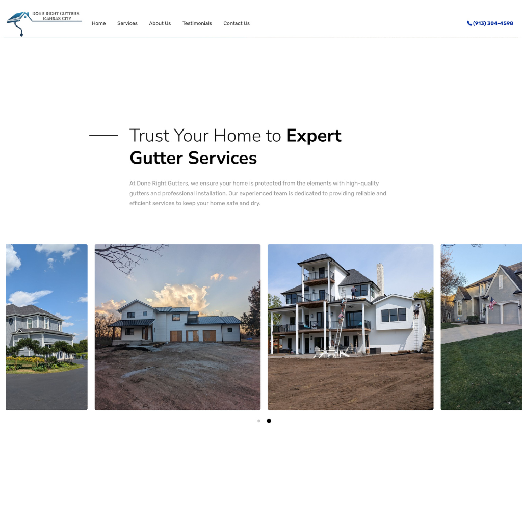 Screenshot of Done Right Gutters KC website showcasing gutter installation service 7